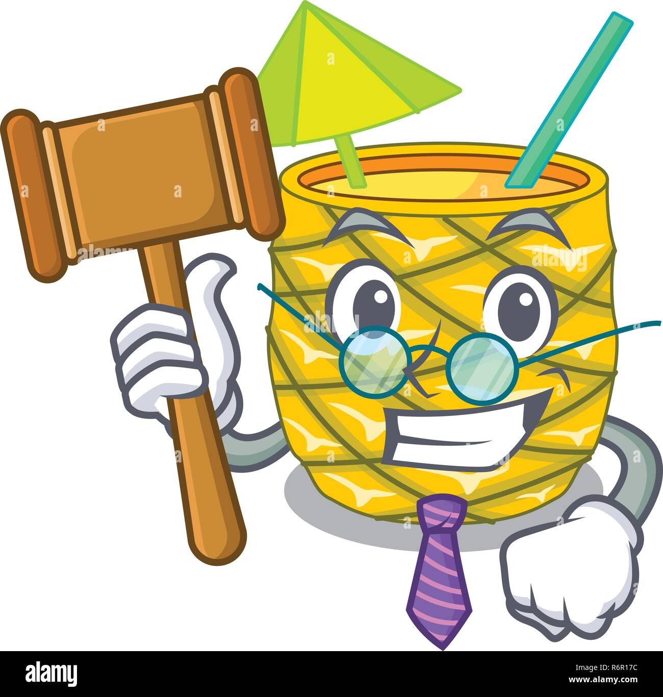 Judge bottles pineapple juice on cartoon table Stock Vector Image & Art