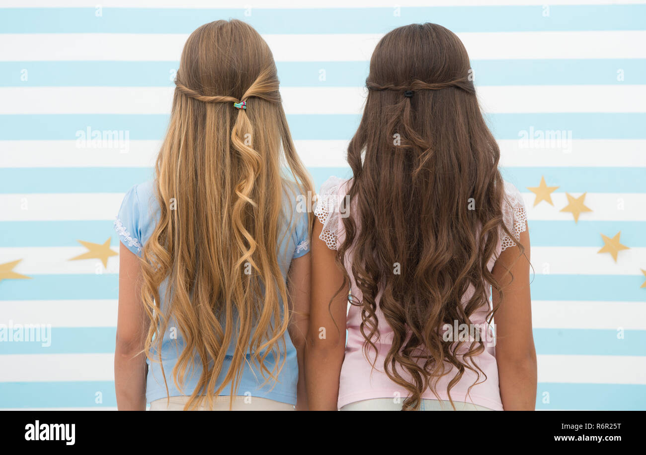 Girls Children Long Curly Hair Rear View Treat Hair Proper