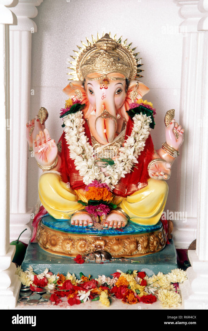 Ganesh ganpati Festival Elephant head Lord procession, Bombay mumbai, maharashtra, india Stock Photo
