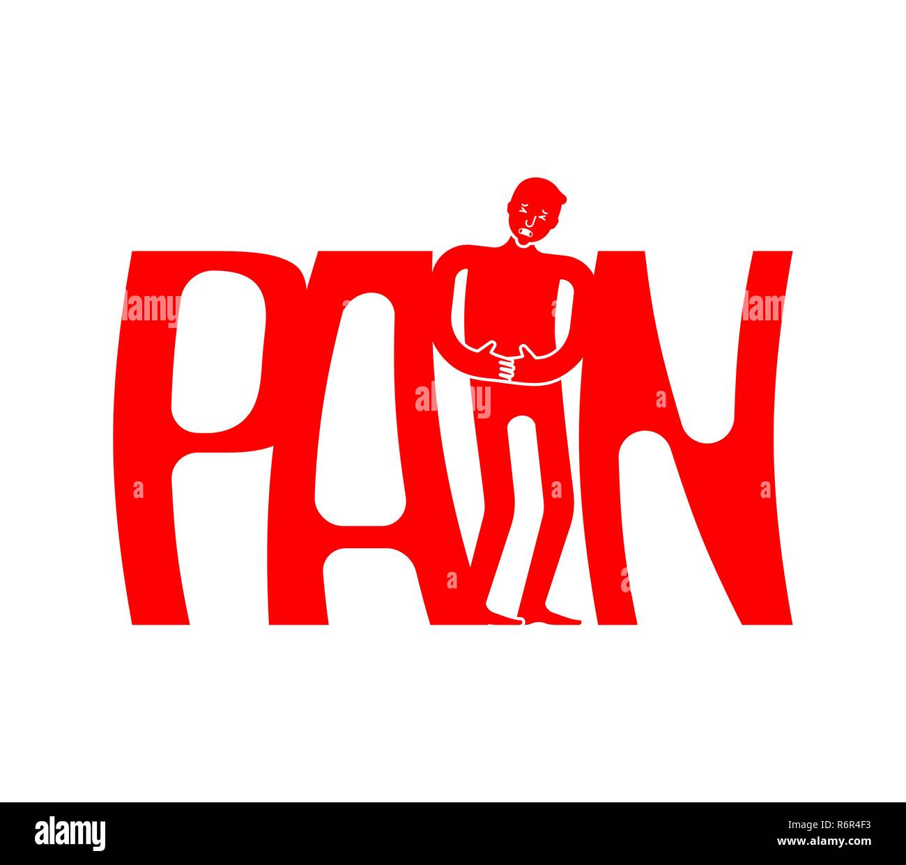 Pain symbol lettering. Sick person. Typography Letters and Disease ...
