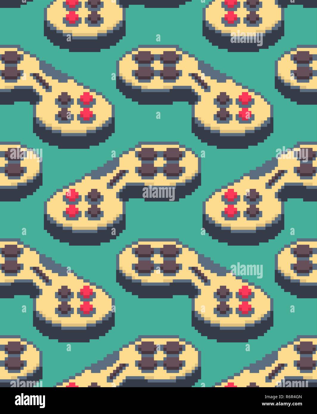 Gamepad pixel art pattern seamless. Joystick 8bit background. Video ...