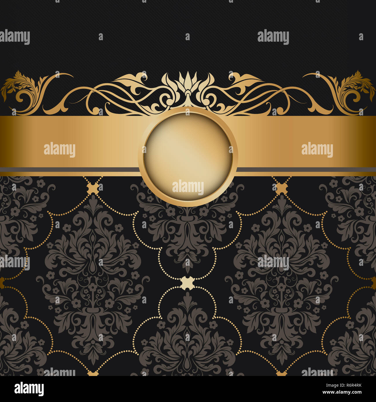 Decorative Retro Background With Vintage Ornament And Golden Border Vintage Invitation Or Greeting Card Design Stock Photo Alamy