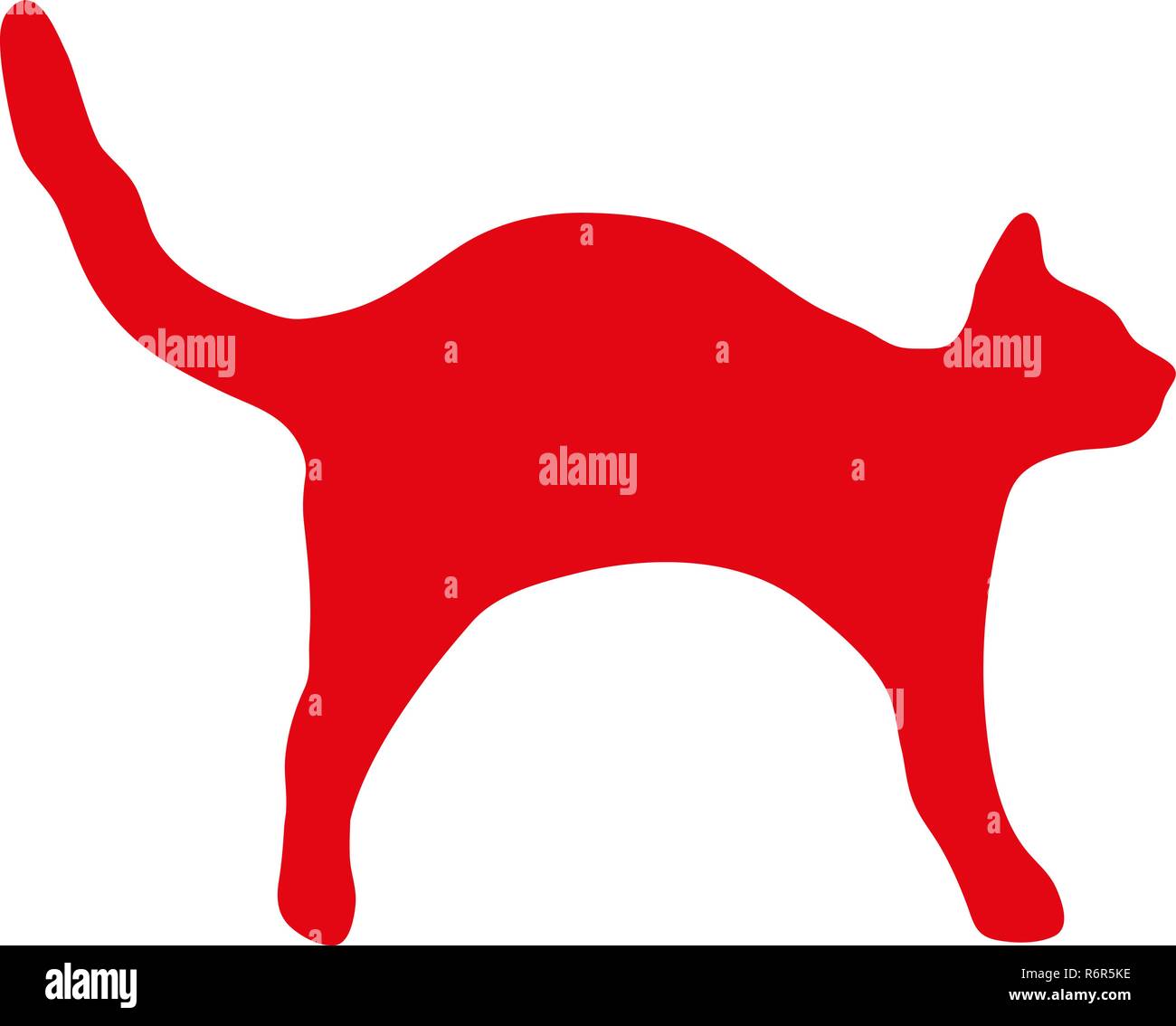 silhouette of cat arching her back Stock Vector