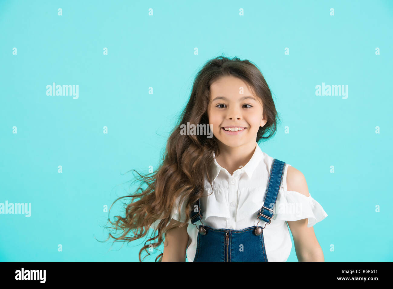Haircare Hairstyle Hairdresser Barber Girl Smile With Flowing