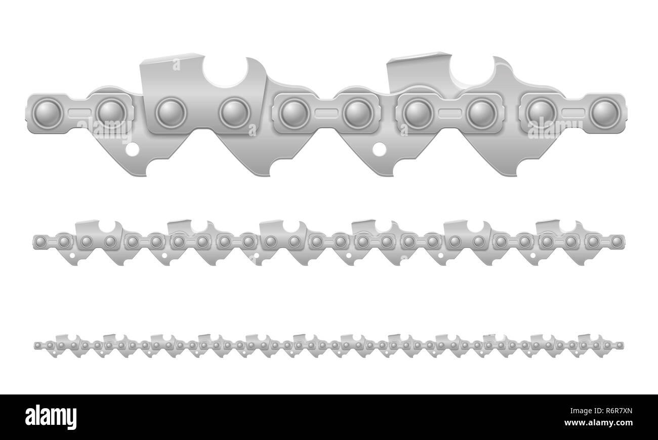 chainsaw chain metal and sharply sharpened vector illustration isolated