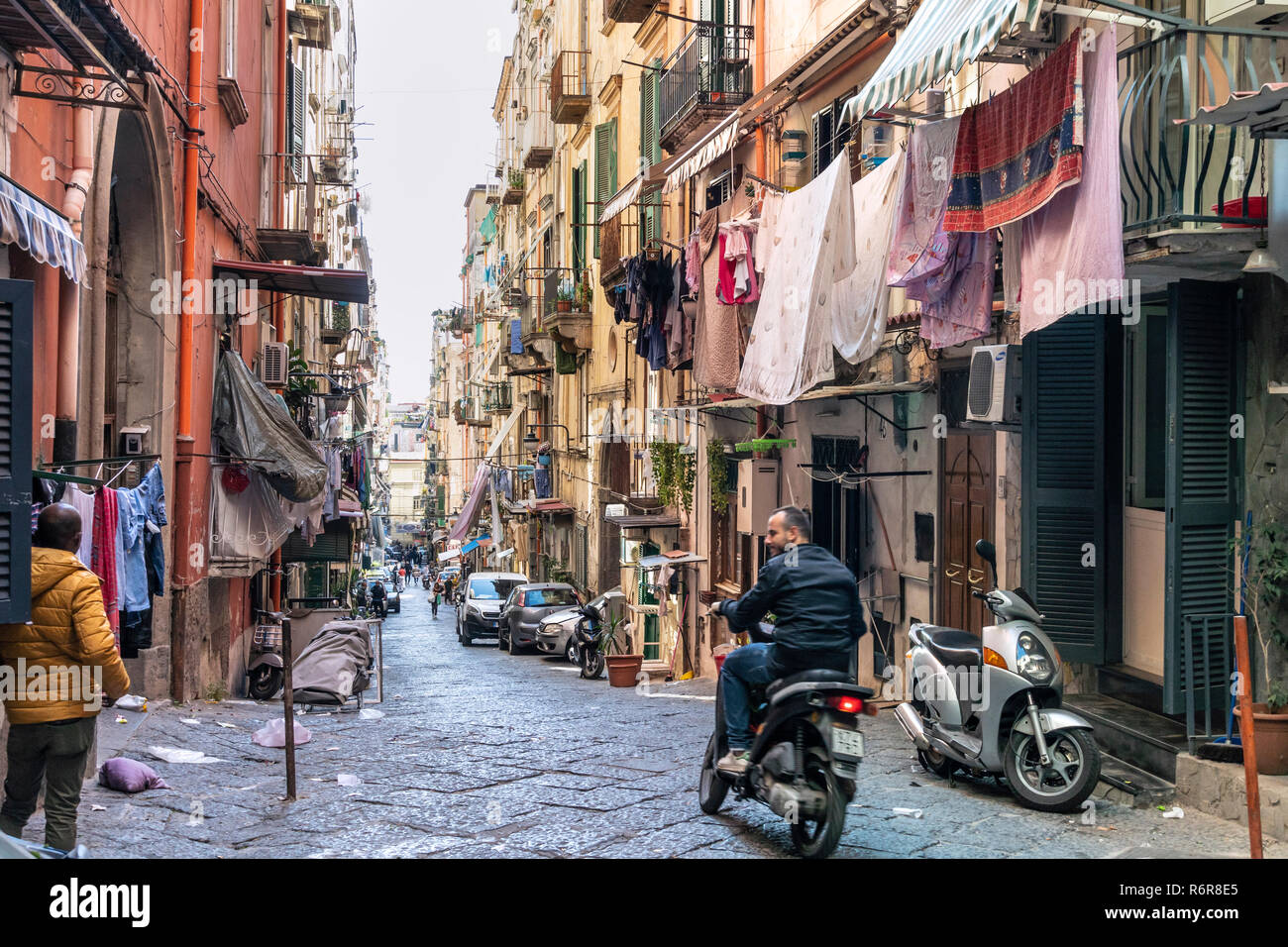 Via S. Mattia, in the Quartieri Spagnoli, Spanish Quarter, Naples, Italy. Stock Photo