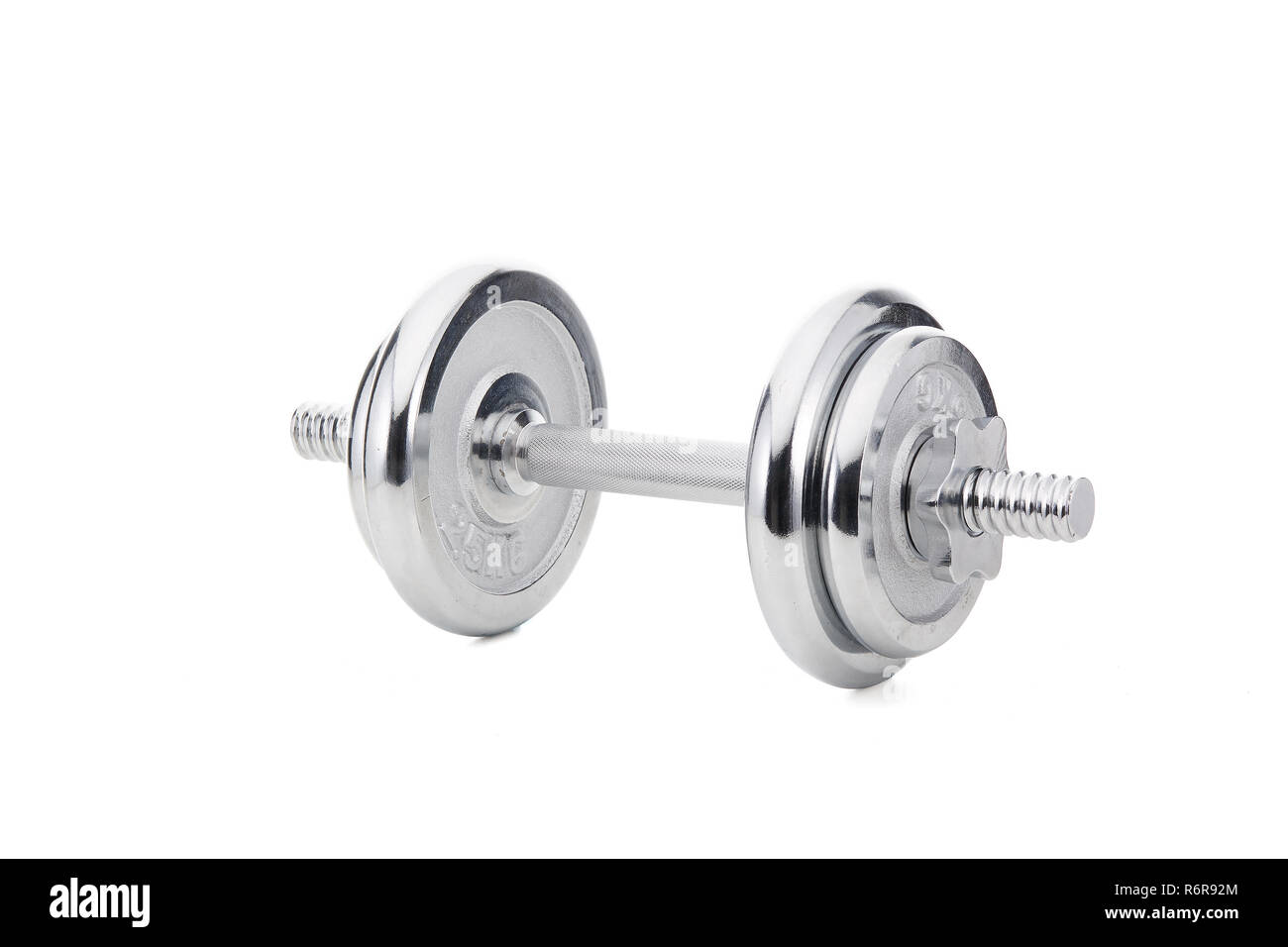 Steel dumbbell and weights Stock Photo Alamy