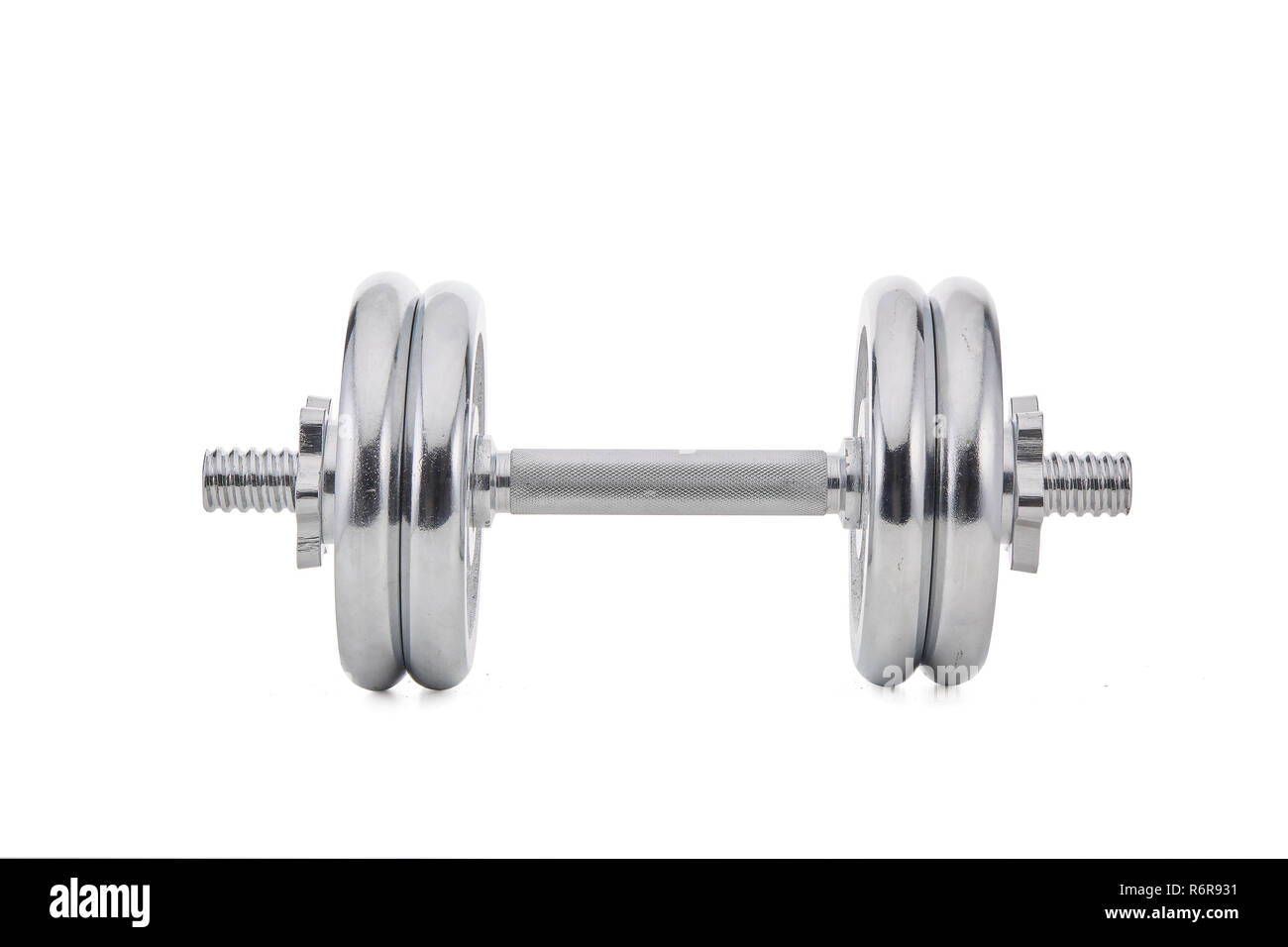 Steel dumbbell and weights Stock Photo Alamy