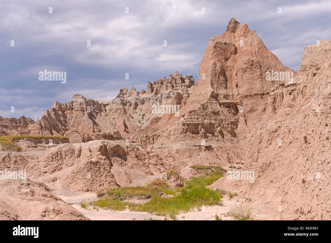 Rain Clouds Over the Badlands Stock Photo