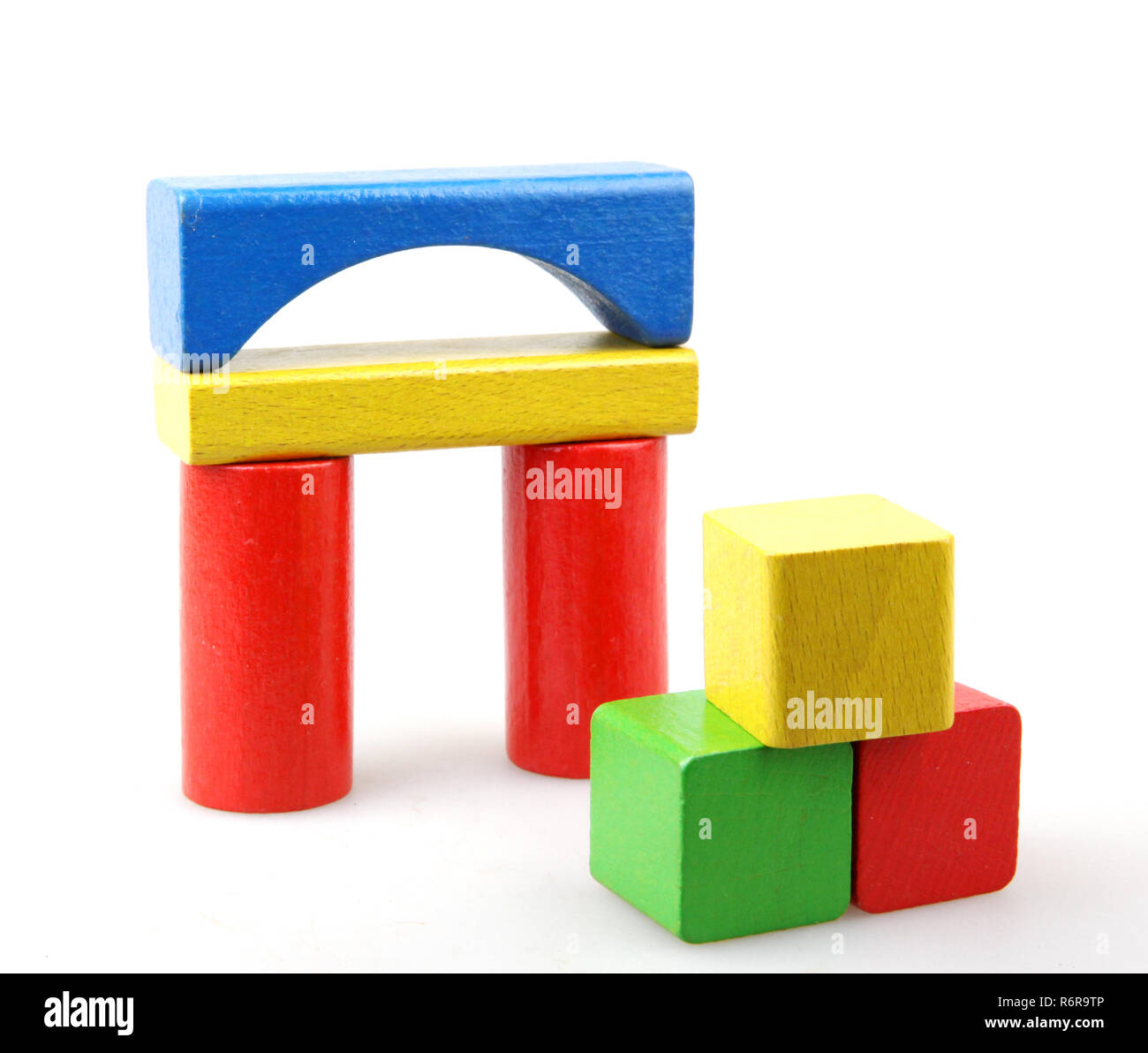 Wooden building blocks isolated on white background Stock Photo - Alamy