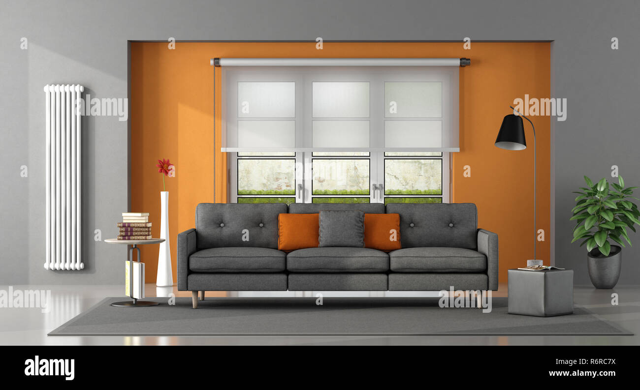 Grey and orange sofa online