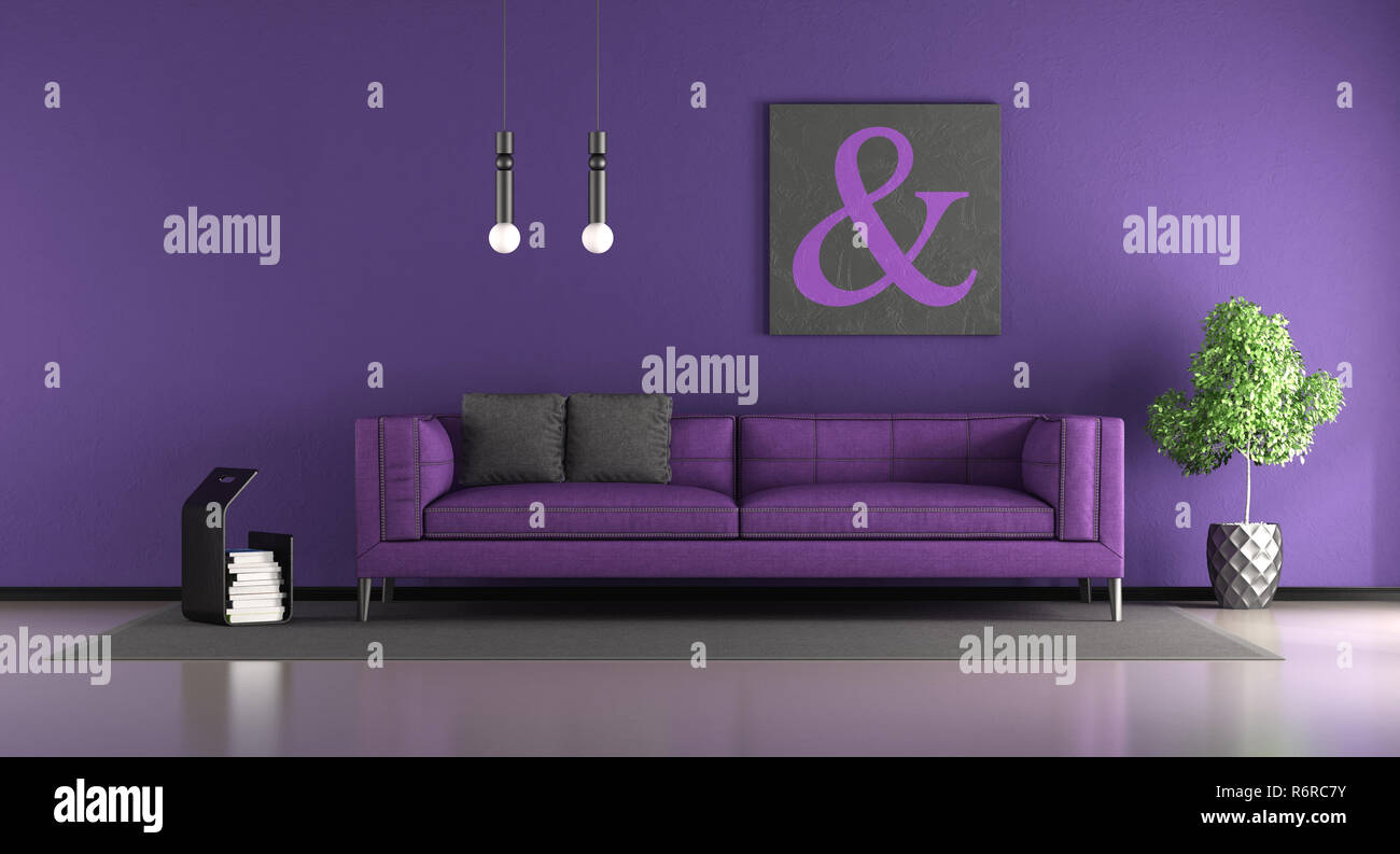 Purple living room Stock Photo Alamy