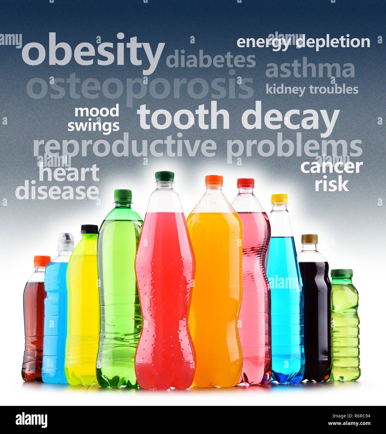 Warning against the dangerous effects of soft drinks on health Stock