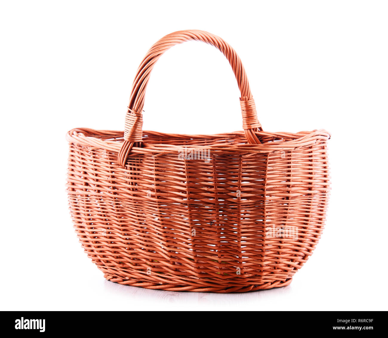 Empty wicker basket isolated on white Stock Photo Alamy