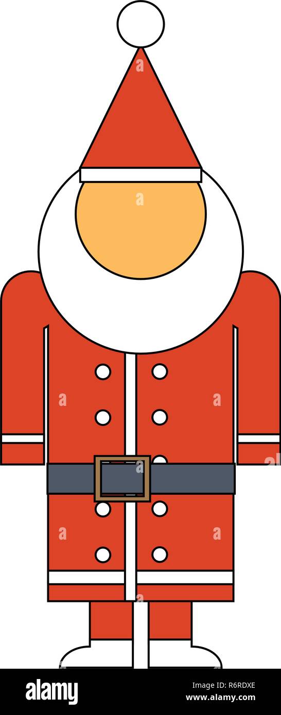 Santa Claus Icon Symbol Design. Vector illustration of Man in red with xmas hat, white beard, brown belt   isolated on white background. Simple shape  Stock Vector