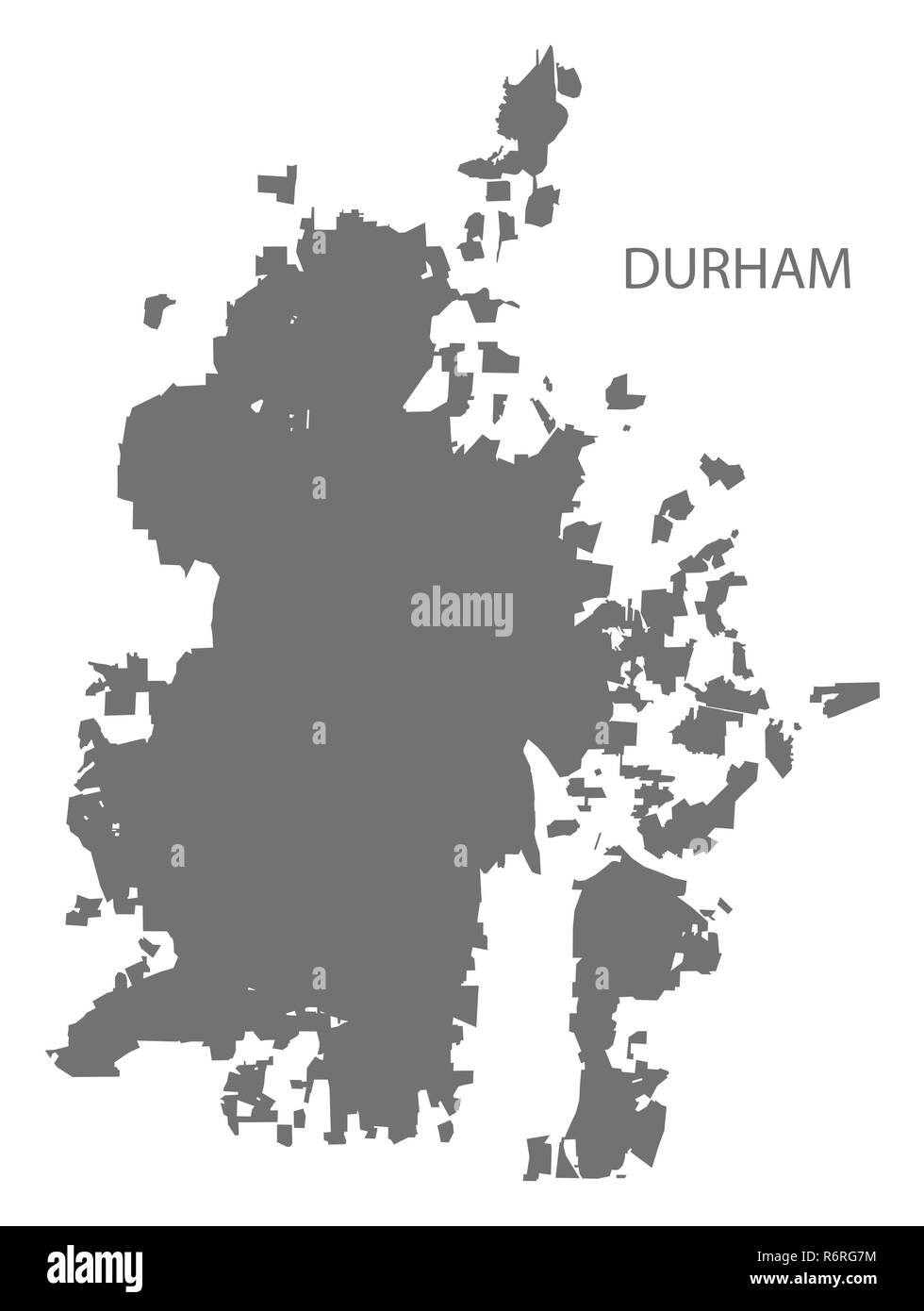 Durham North Carolina city map grey illustration silhouette shape Stock Vector