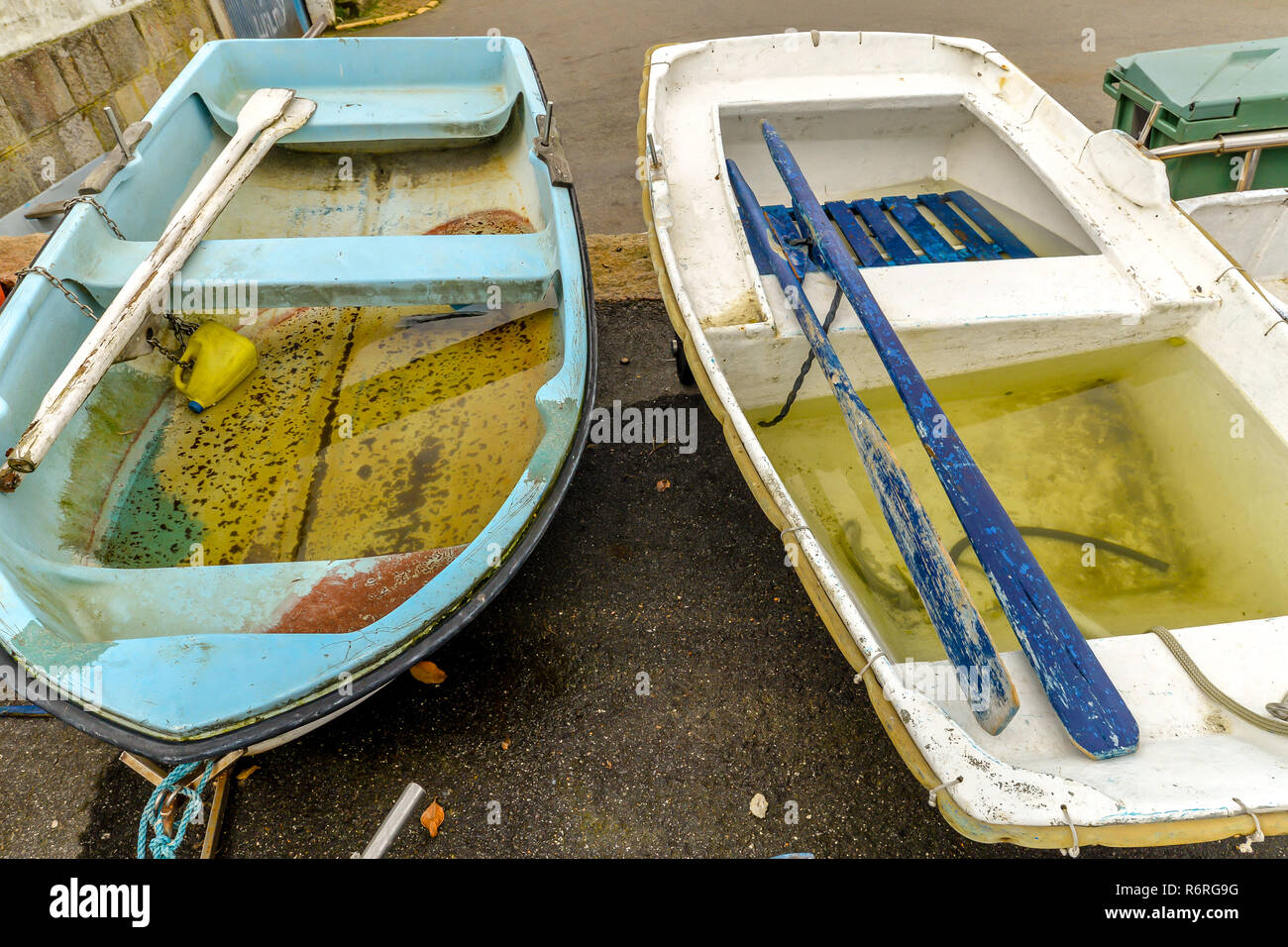 Vigo/Galicia Spain 11/25/18 An old row boat on land Stock Photo