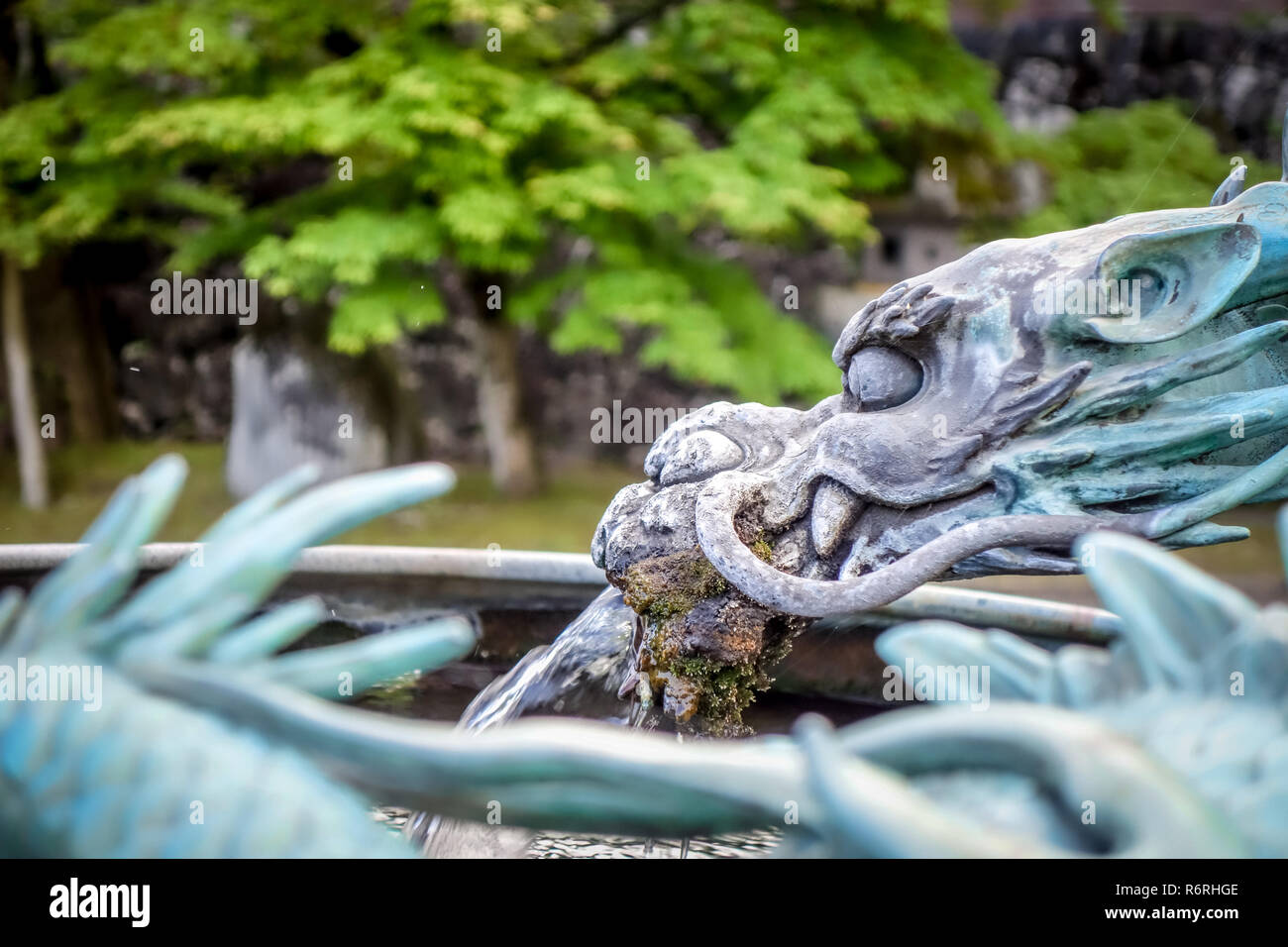 Traditional japanese dragon fountain, Nikko, Japan Stock Photo