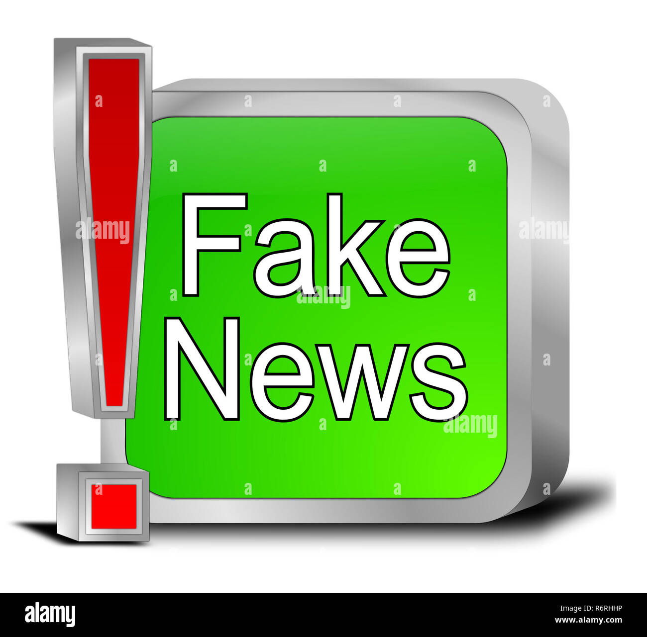 glossy green Fake News button - 3D illustration Stock Photo