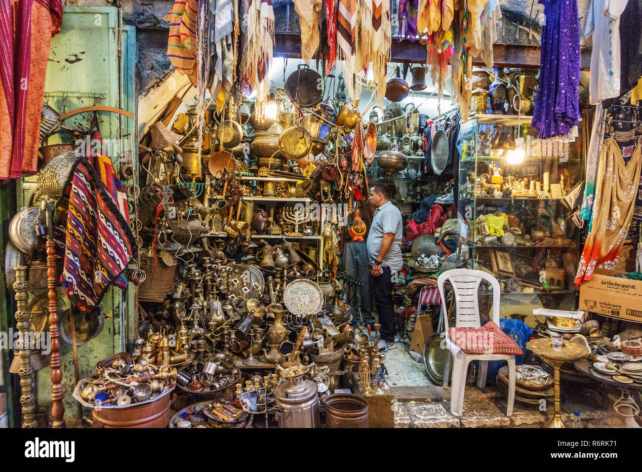 A shop in the Bazaar in Old City of Jerusalem, Israel, Middle East