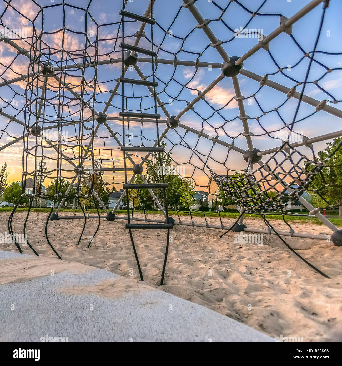 Rope ladders and hammock inside a dome climber Stock Photo Alamy