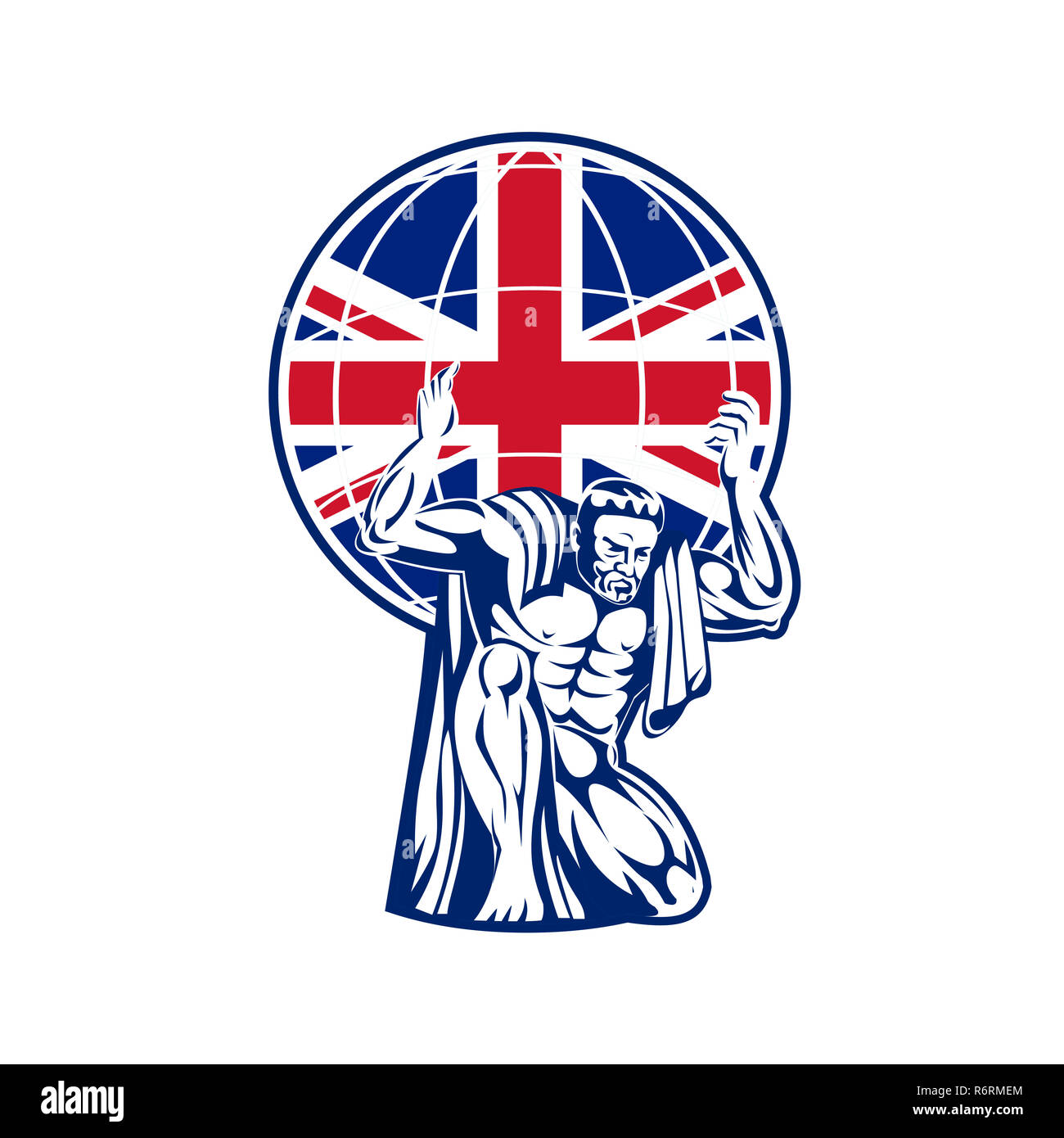 Atlas Carrying Globe British Union Jack Flag Stock Photo