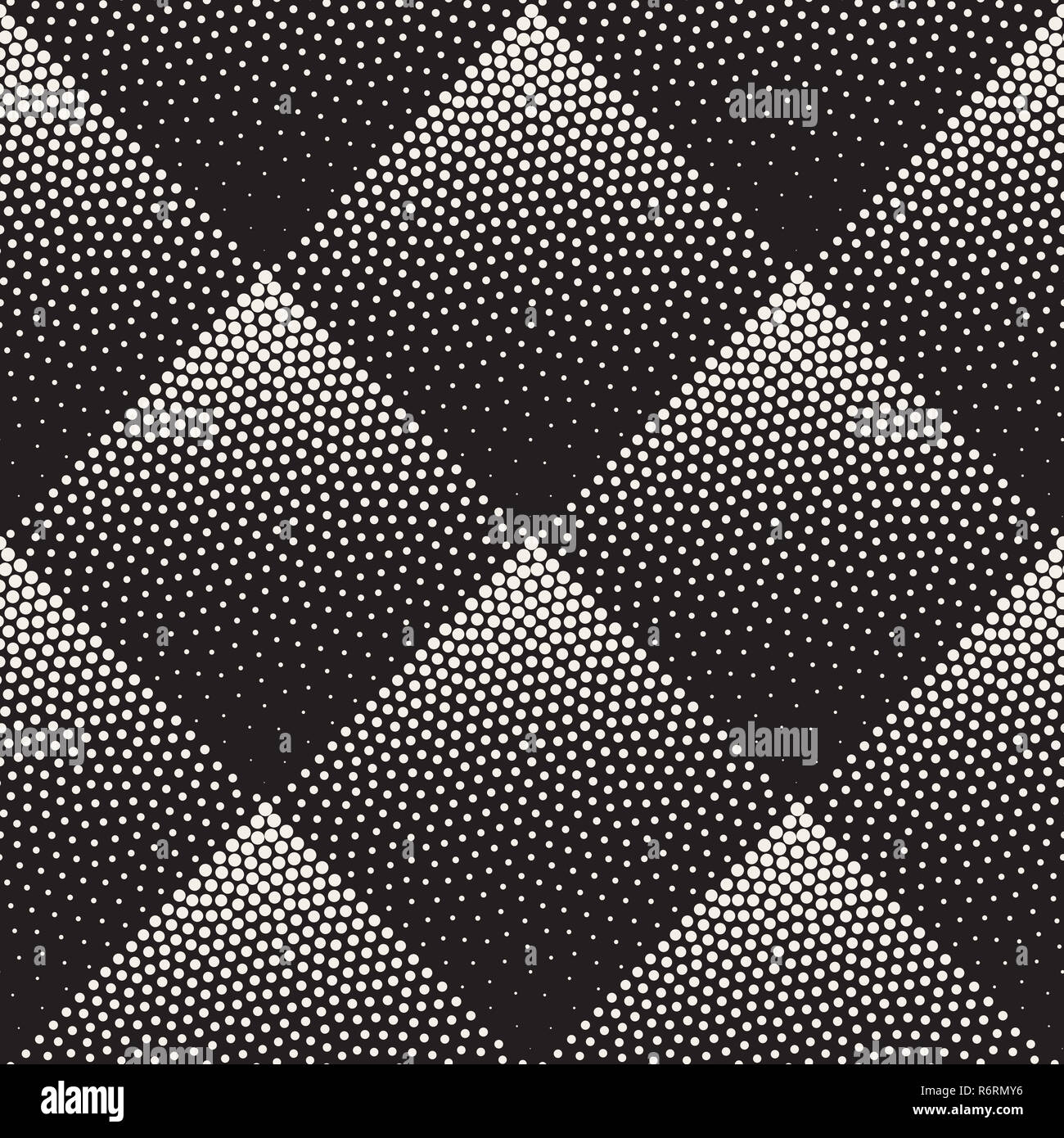 Vector Seamless Black And White Stippling Rhombus Gradient Halftone Dot ...