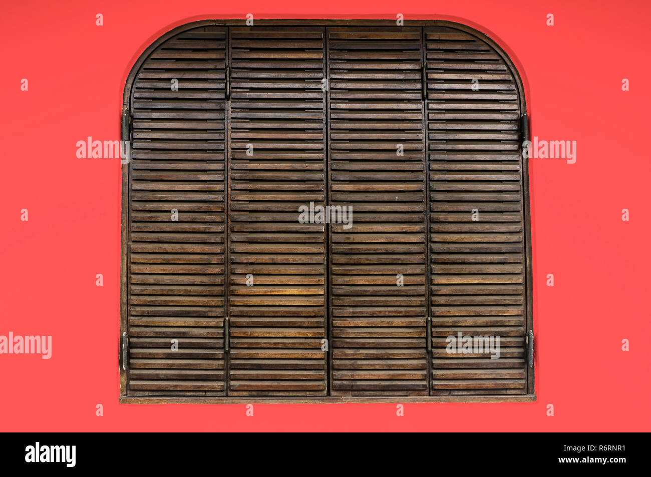 closed wooden window red cement wall architecture exterior Stock Photo ...