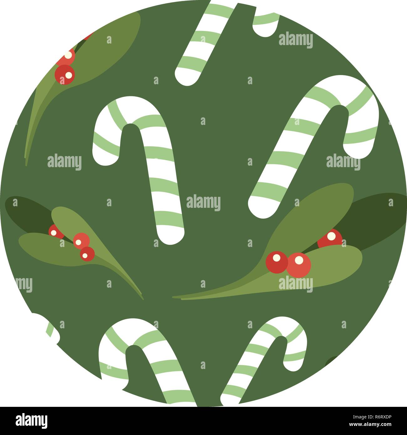 Candy cane and mistletoe, romantic pattern for Christmas time vector Stock Vector