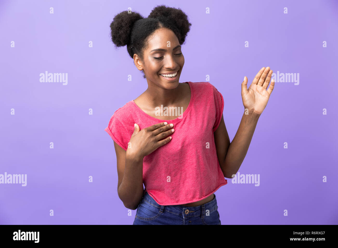 African teen waving isolated hi-res stock photography and images - Alamy