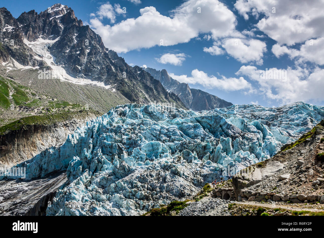 view on argentiere glacier. hiking to argentiere glacier with the view on  the massif des aiguilles rouges in french alps Stock Photo - Alamy