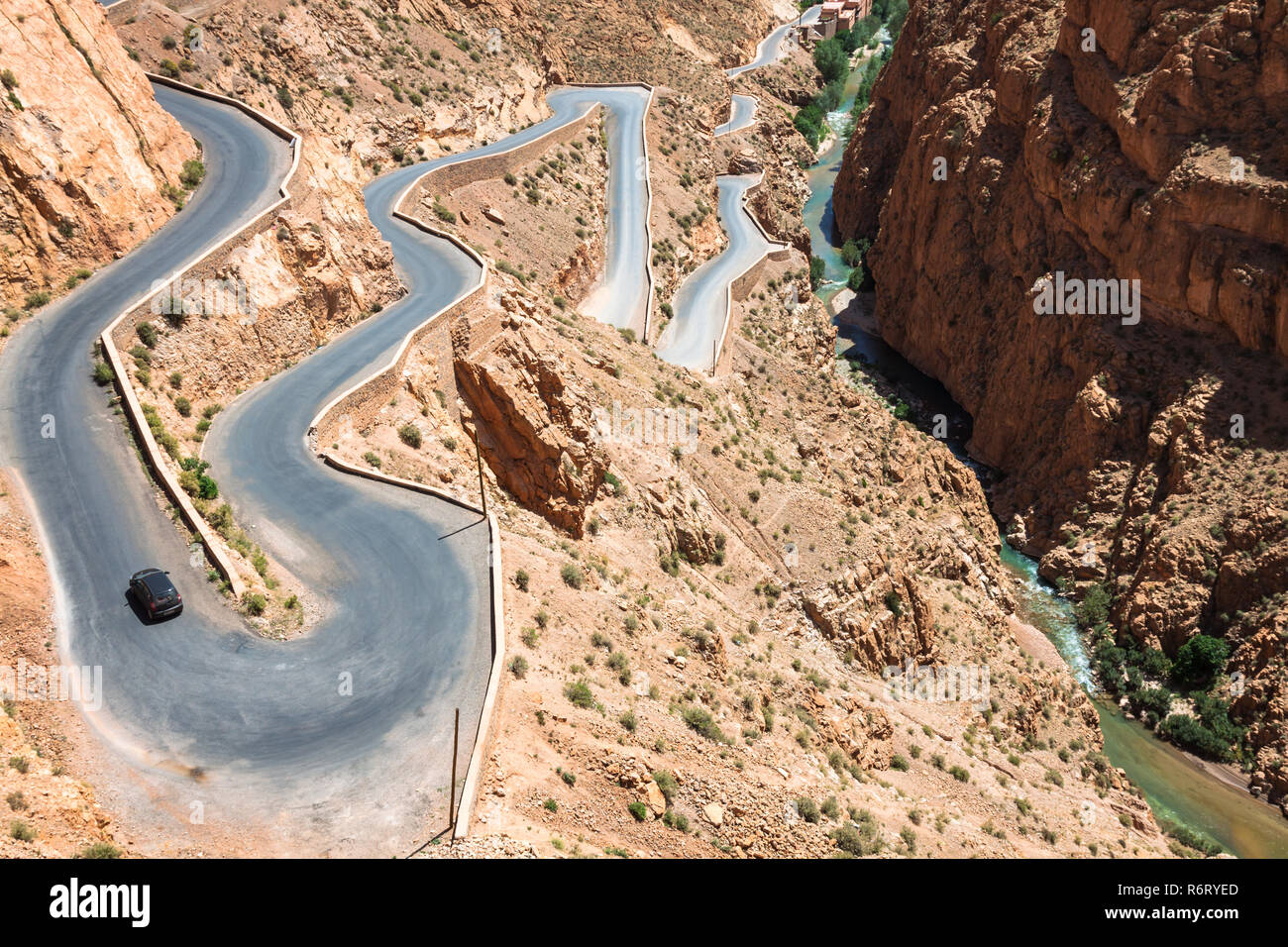 winding road in dades valley,morocco,africa Stock Photo