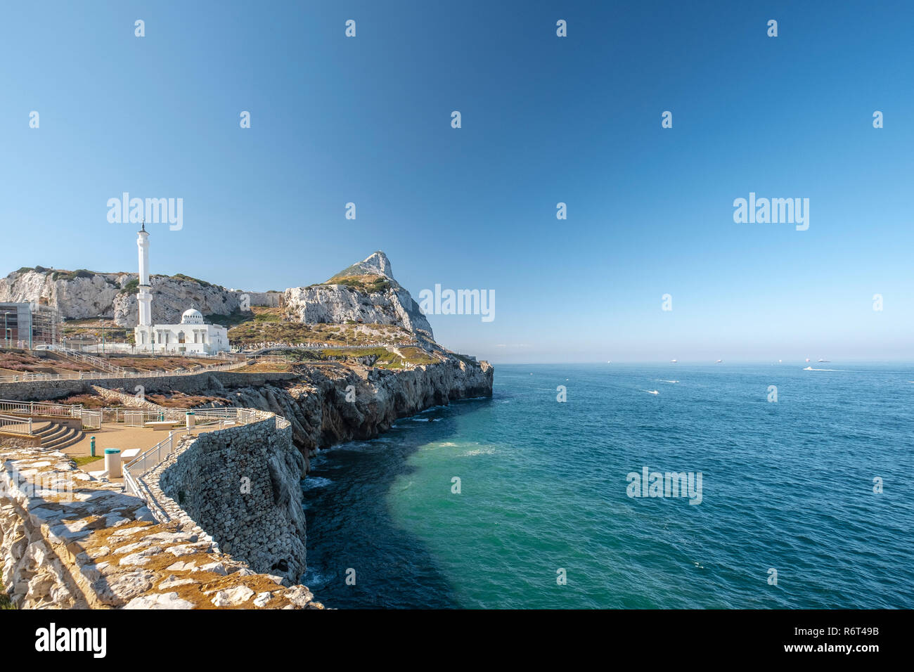 View Of The Rock Of Gibraltar And The Ibrahim-al-Ibrahim Mosque From ...