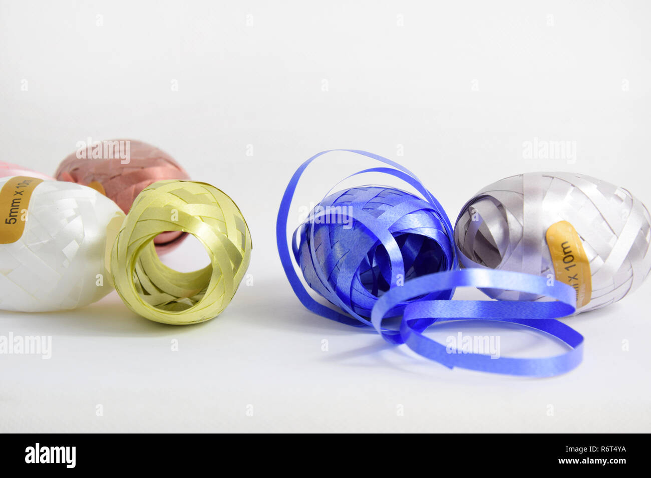 Curling Ribbon Colorful gift wrapping band on white background Stock Photo Alamy