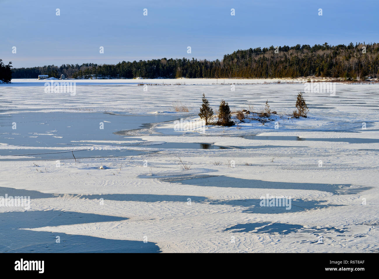 Fresh ice on the North Channel, La Cloche Island, Ontario, Canada Stock Photo