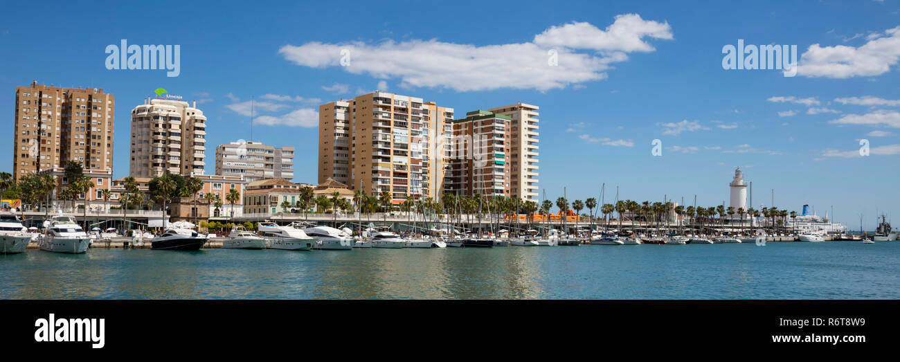 Harbor of Malaga, Andalusia, Spain, Europe Stock Photo