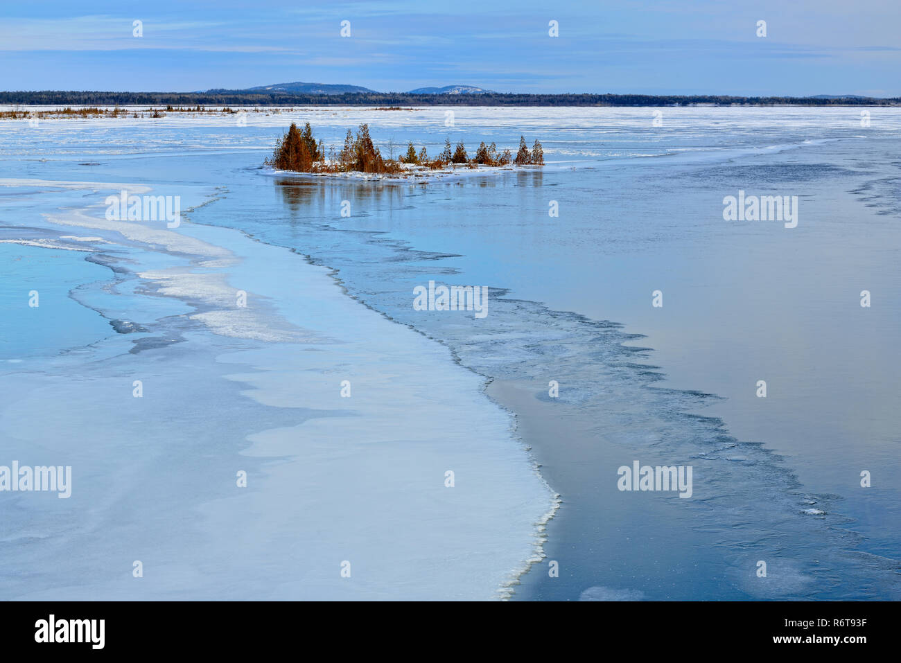 Goat Island Channel in early winter, Little Current, Manitoulin Island, Ontario, Canada Stock Photo