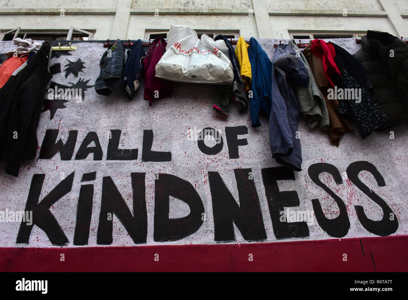 December 5, 2018 - A "Wall of Kindness"" (Diwar-e-Meharbani) to donate  clothes is set up in Srinagar, in Indian administered Kashmir, on 05  December 2018. The motive of this initiative is to