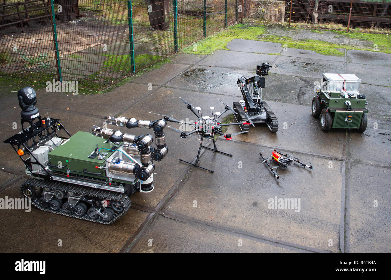 Dortmund Germany 06th Dec 18 Various Ground And Flying Robots Are Exhibited At A Presentation The