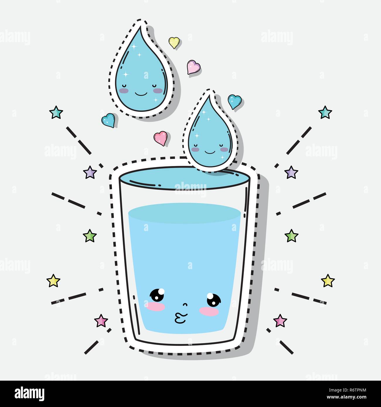 kawaii cute funny water glass Stock Vector Image & Art - Alamy