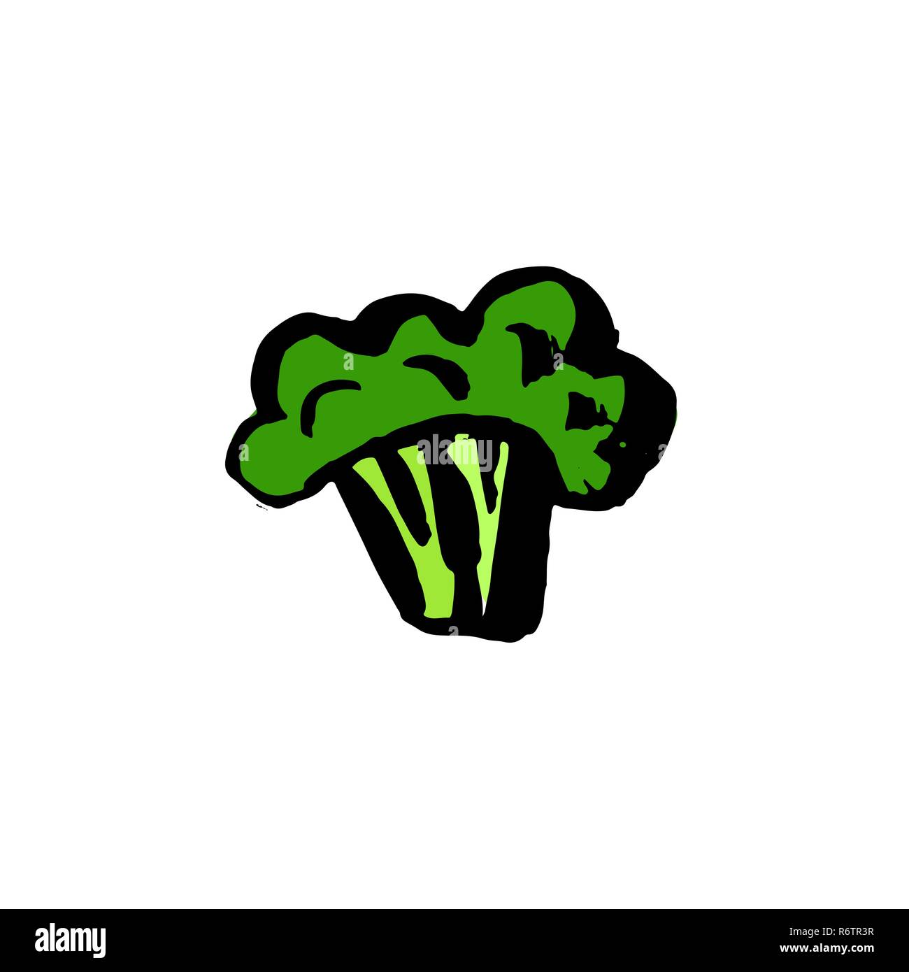Broccoli icon. Grunge ink hand drawn vector illustration. Stock Vector