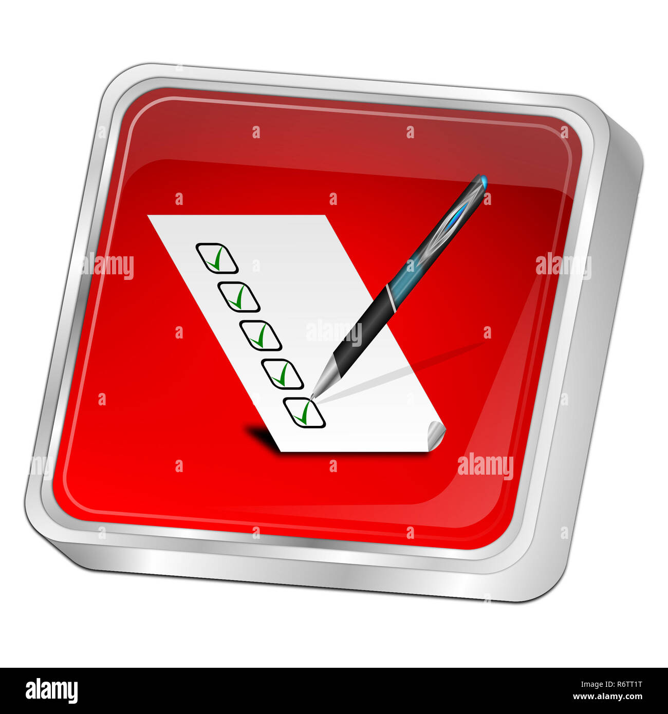 red Button with check list - 3D illustration Stock Photo - Alamy