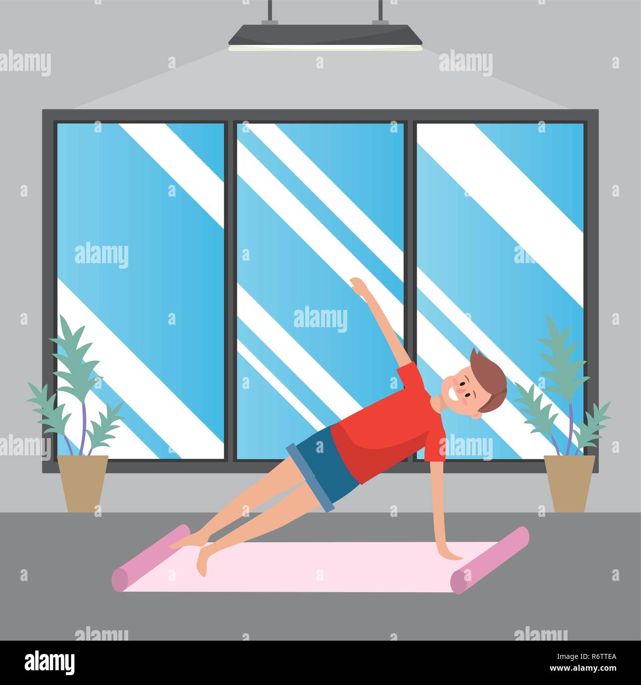 fit man practicing yoga Stock Vector