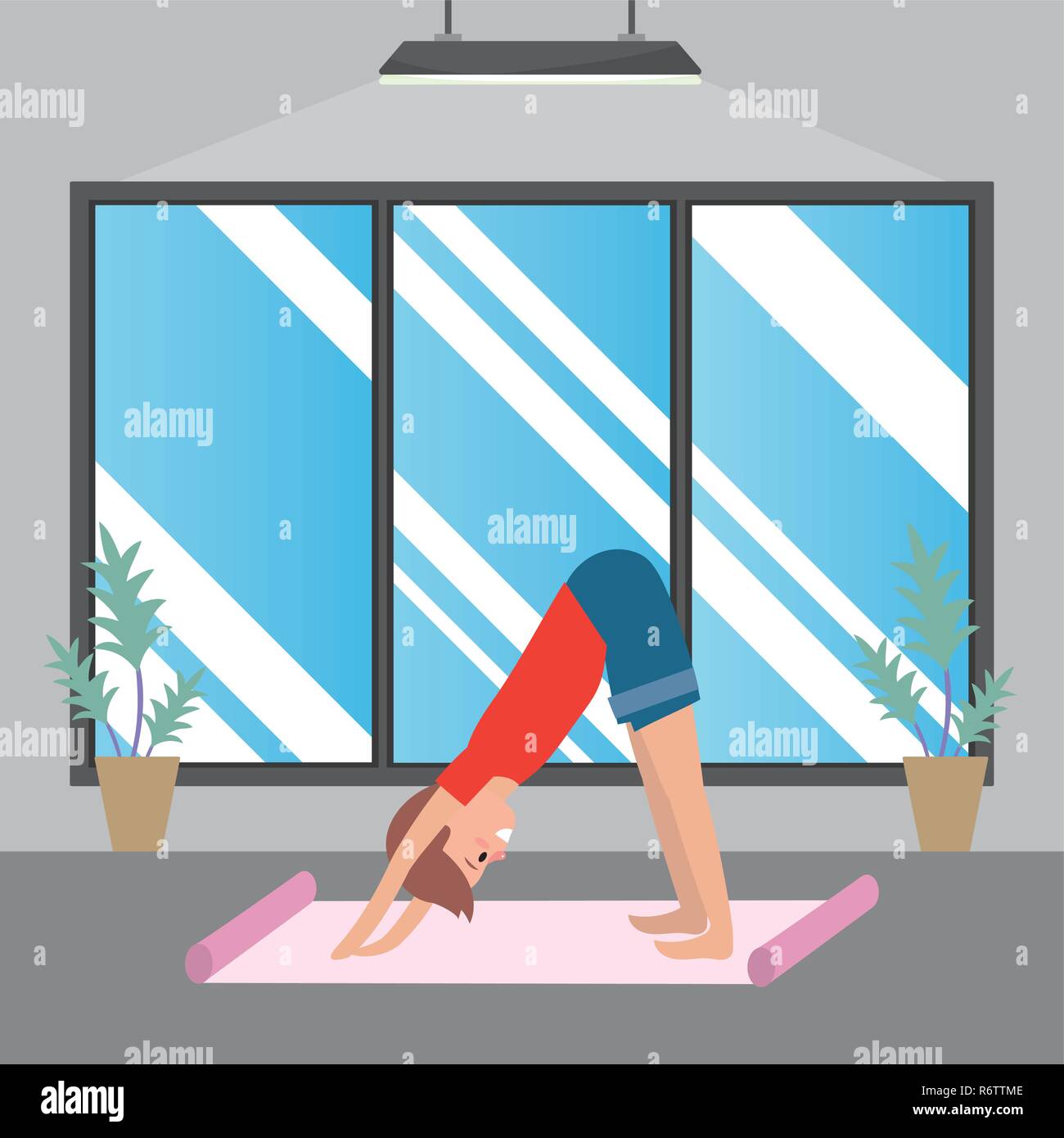 fit man practicing yoga Stock Vector