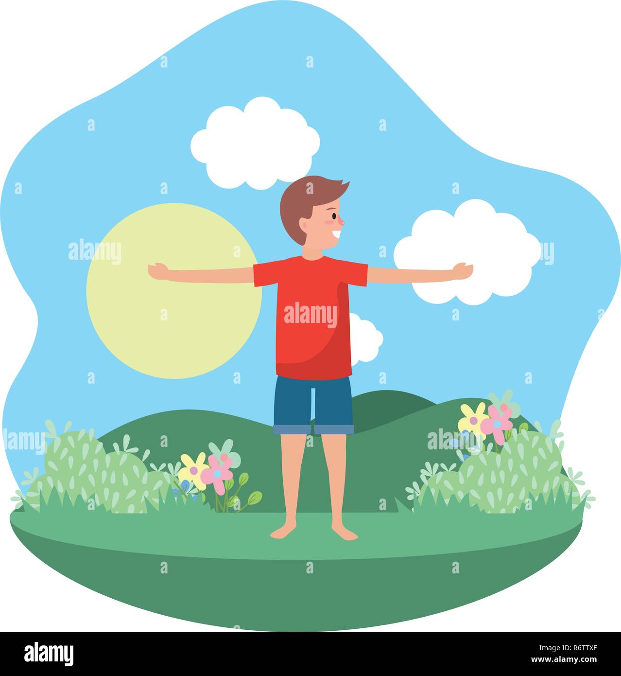 fit man practicing yoga Stock Vector