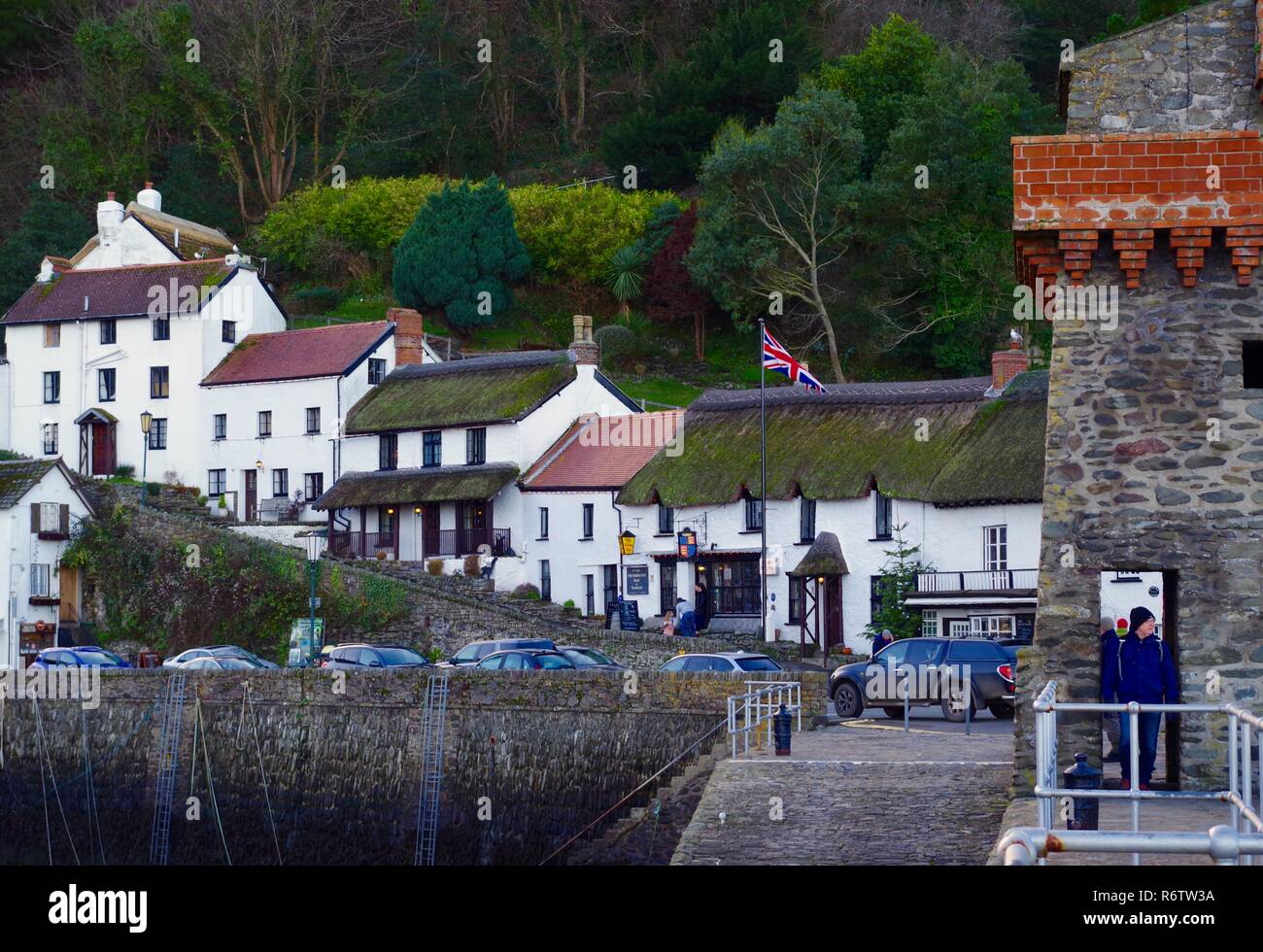 Rhenish Tower On The Pier At Lynmouth Harbour By The Thatched