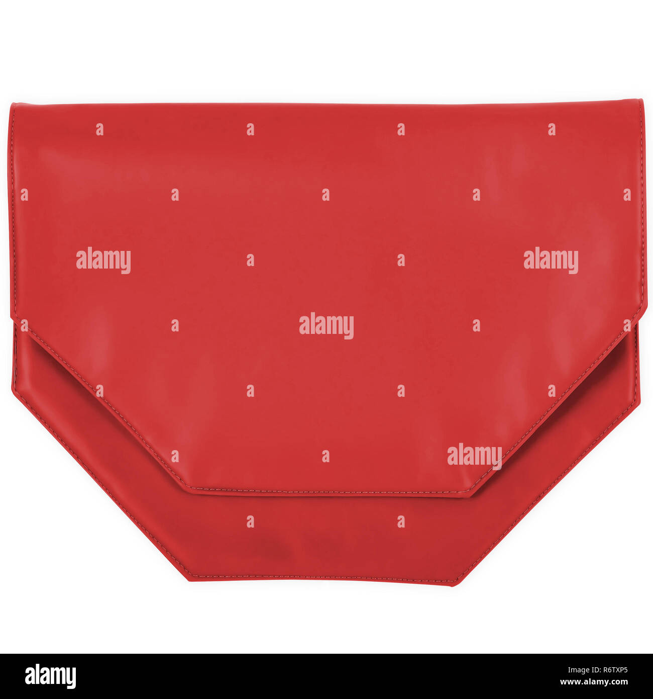 Isolated Octagon Shaped Folded Red Kitchen Place Mat on White