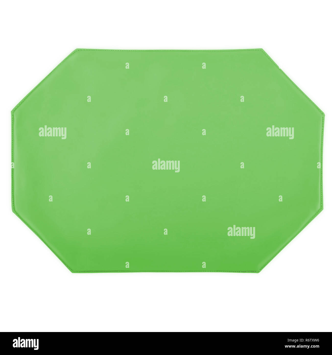 Isolated Octagon Shaped Green Kitchen Place Mat on White Background