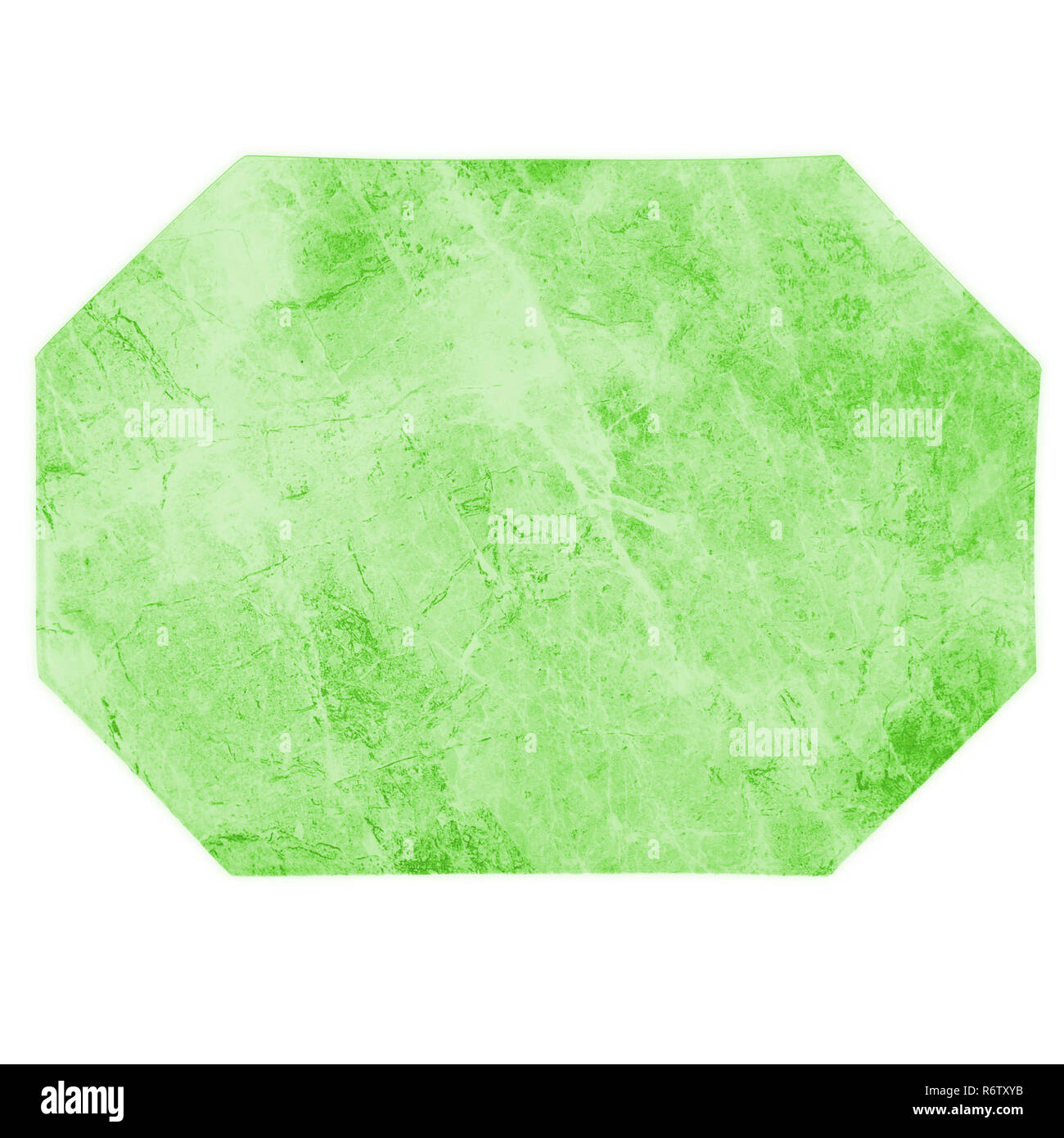 Isolated Marble Octagon Shaped Green Kitchen place Mat on White