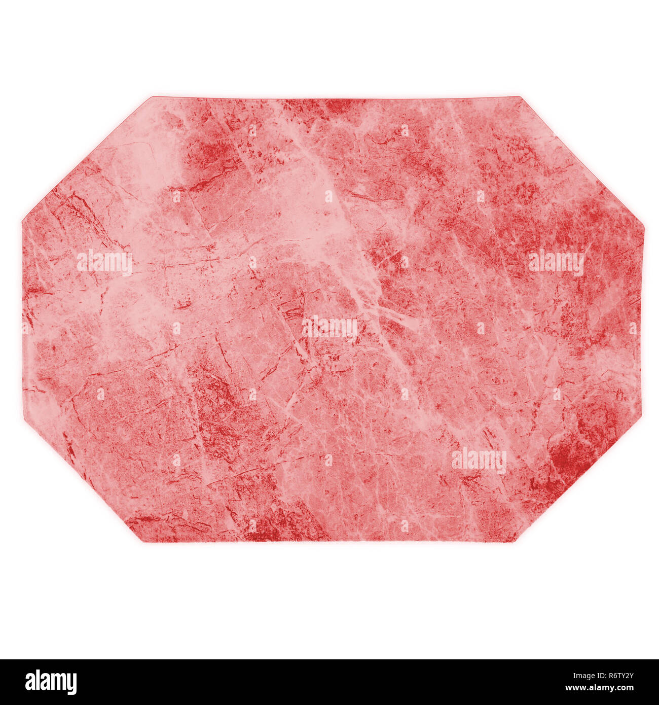 Isolated Marble Octagon Shaped Red Kitchen place Mat on White